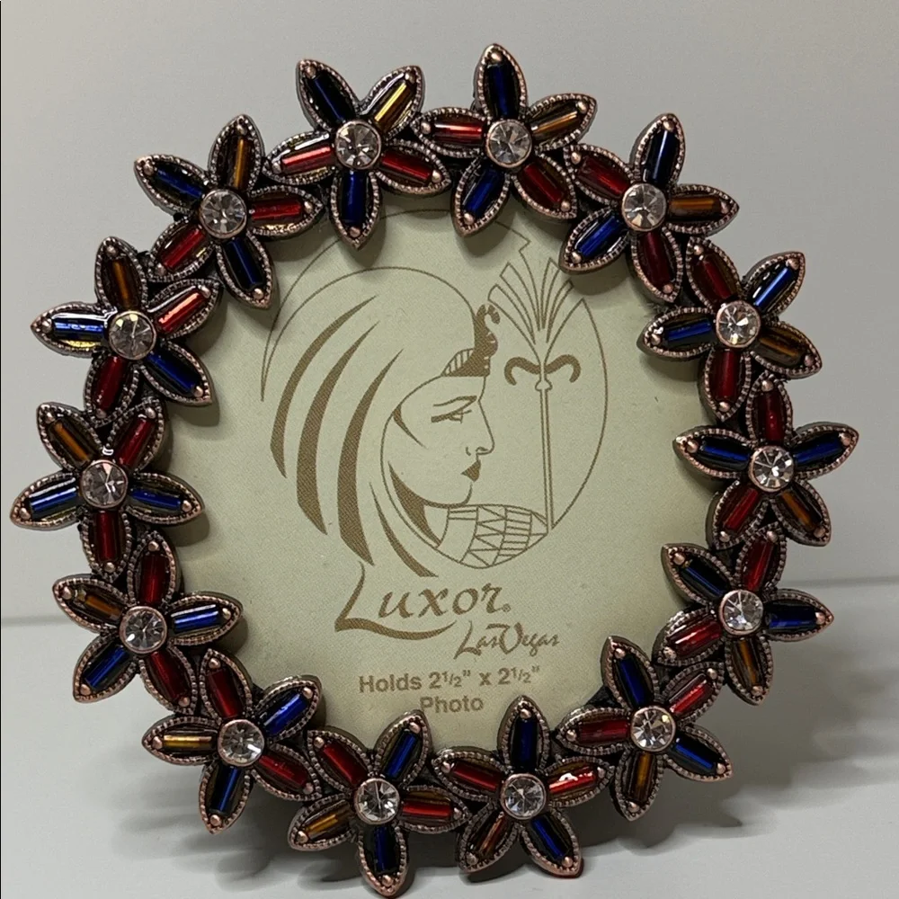 Luxor Las Vegas casino floral red blue clear Egyptian revival Round Photo Frame